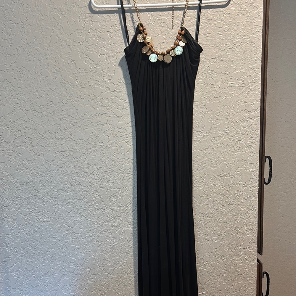 Sky Clothing Black with Gold Maxi Dress Sz Small